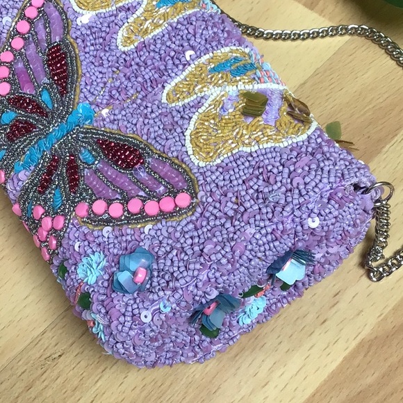 Anthro RARE Beaded Butterfly Crossbody Bag / Evening Clutch - Picture 11 of 14